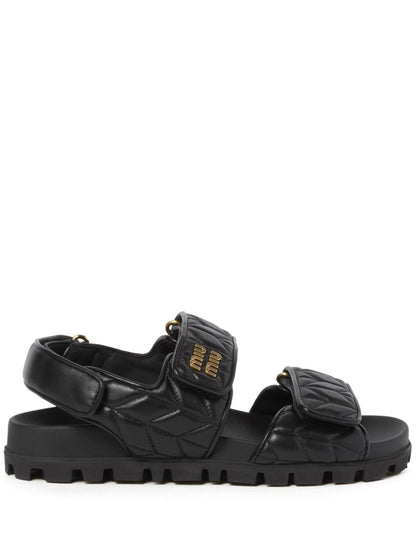 Black quilted leather sandals