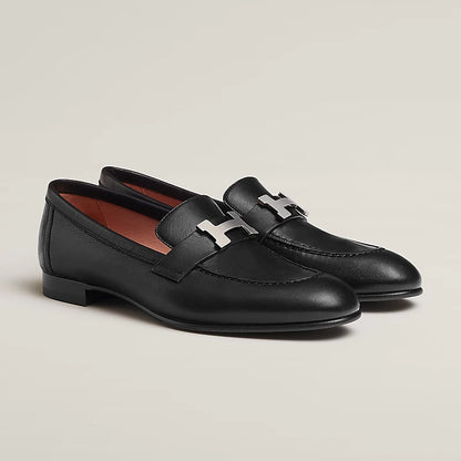 Paris black loafer with silver buckle