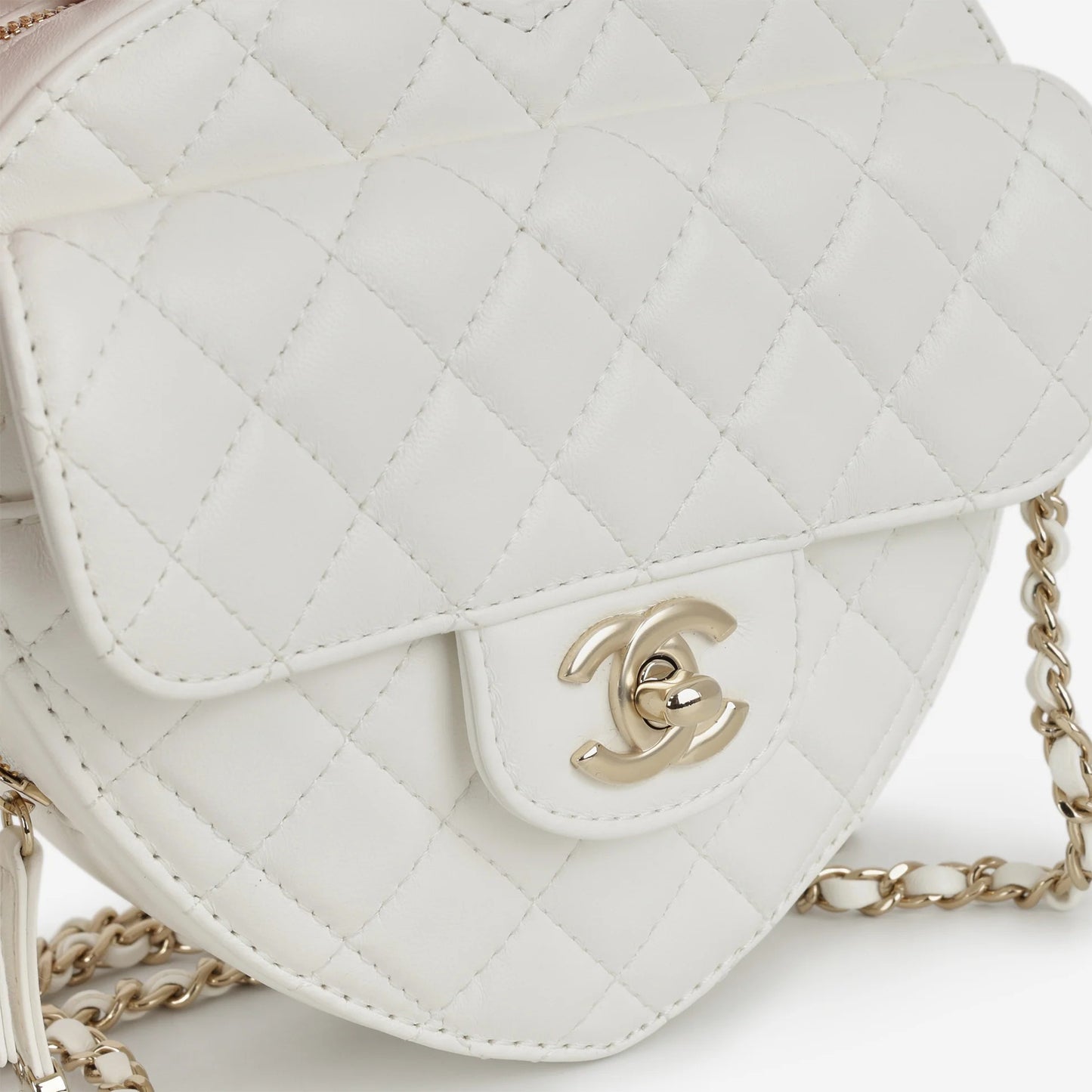Borsa Heart grande - Pelle di agnello bianca