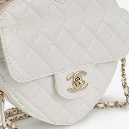 Borsa Heart grande - Pelle di agnello bianca