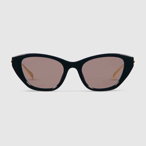 Occhiali da sole cat-eye nero lucido