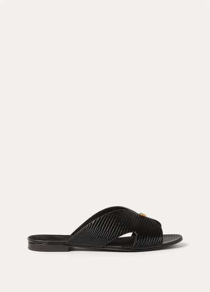 Black Lizard Genuine Leather Sandals