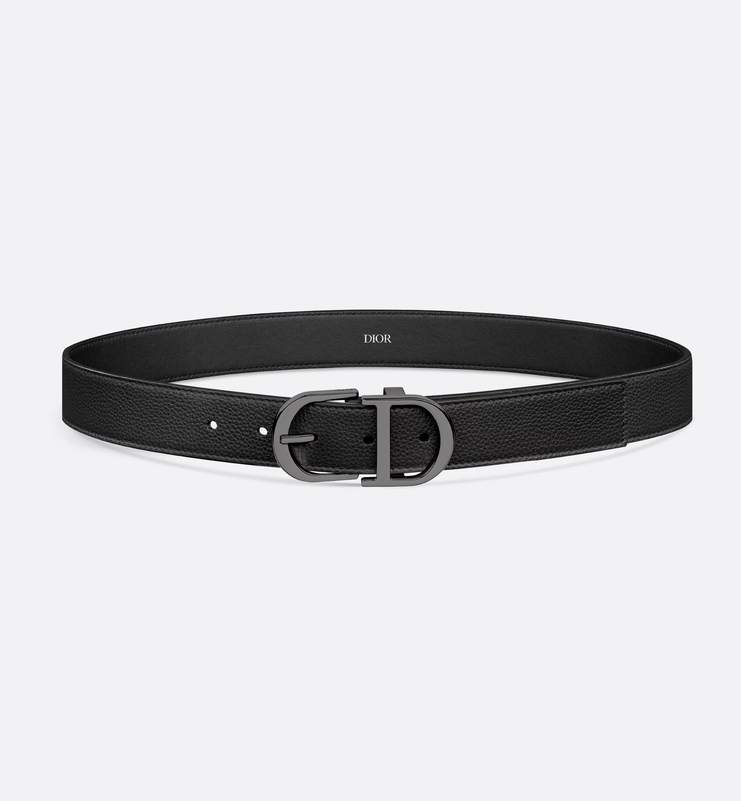 Men's 33mm black hammered calfskin leather belt