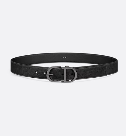 Men's 33mm black hammered calfskin leather belt