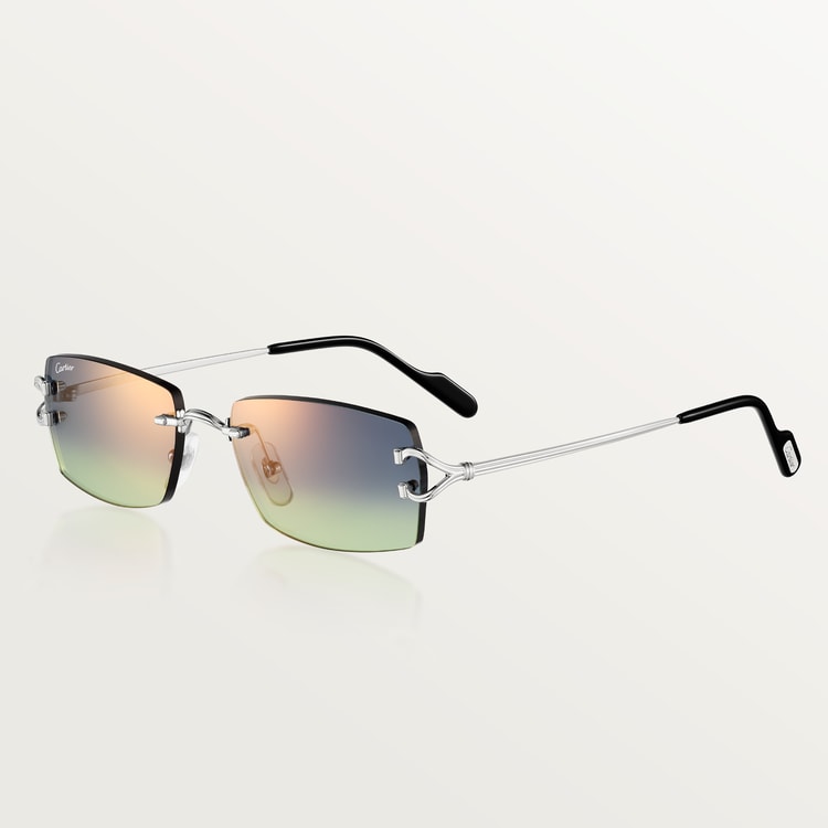 Men's classic sunglasses with C pattern and blue and green gradient lenses