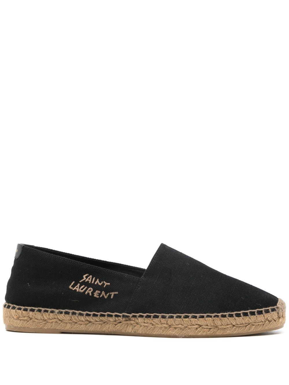 Black embroidered logo espadrilles