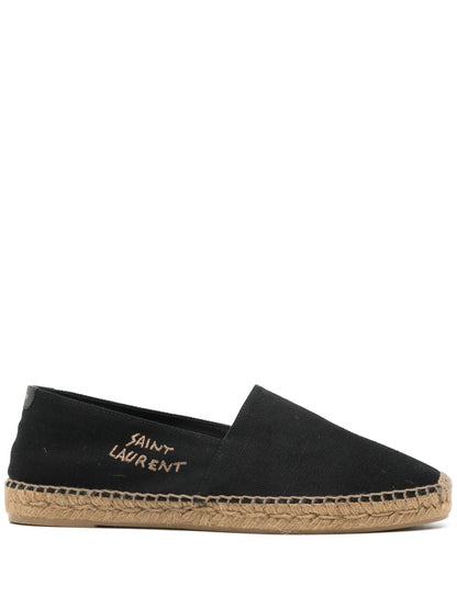 Black embroidered logo espadrilles