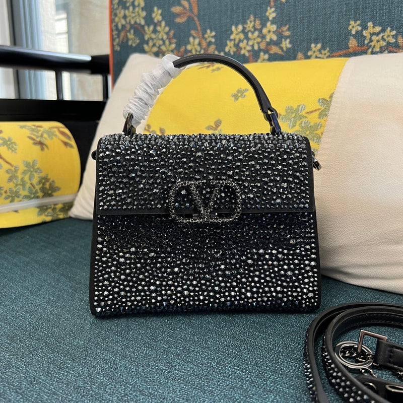 VSling mini borsa impreziosita da cristalli glitter nero