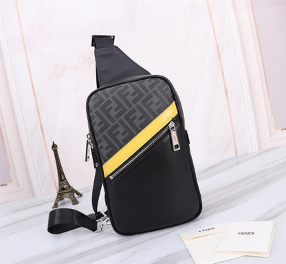 Borsa a tracolla FF Jacquard Nero/Giallo