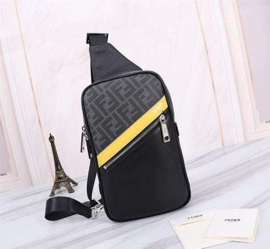 Borsa a tracolla FF Jacquard Nero/Giallo