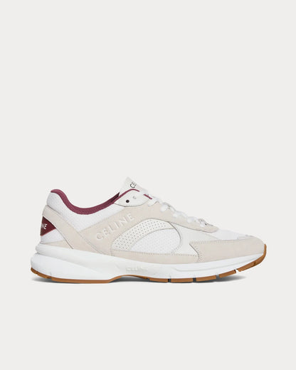 CR-03 Runner sneakers basse in mesh pelle scamosciata e pelle di vitello bianco ottico / beige / bordeaux