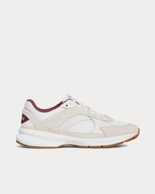 CR-03 Runner sneakers basse in mesh pelle scamosciata e pelle di vitello bianco ottico / beige / bordeaux
