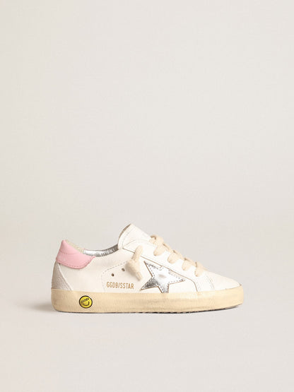 Young con stella in pelle argento e talloncino rosa