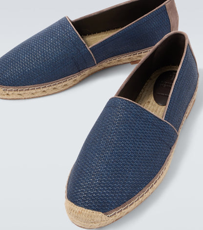 Canvas espadrilles with blue suede trim