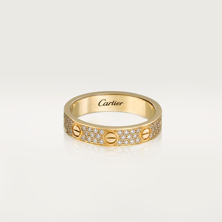 LOVE ring, small model, pavé, gold color