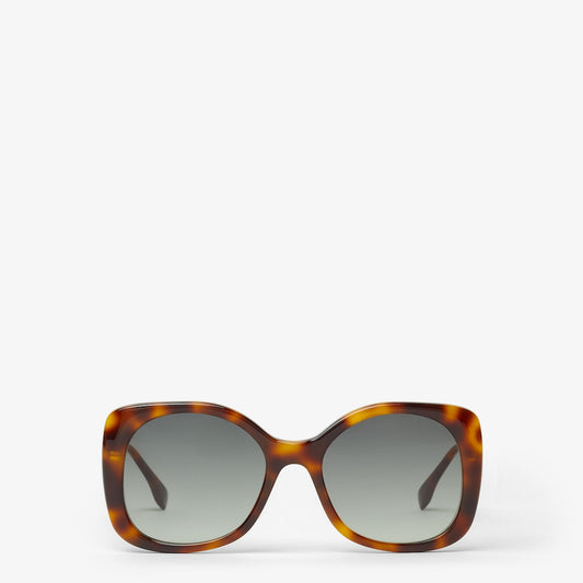 Sonnenbrille aus havannafarbenem Acetat und goldfarbenem Metall für Damen