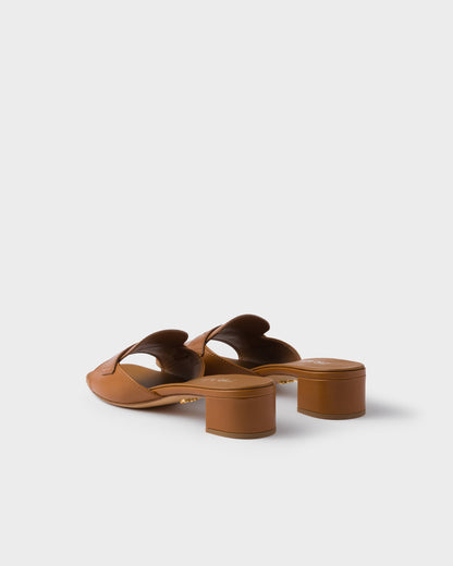 Low heel leather slider sandals