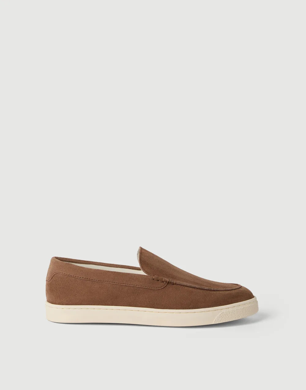 Hazelnut chevron effect suede loafers