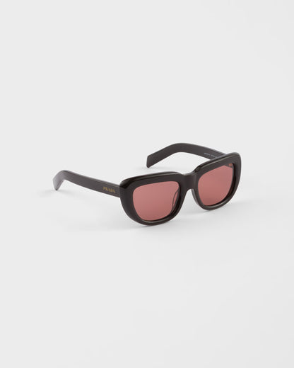 Black rectangular acetate sunglasses with Cigar Lenses