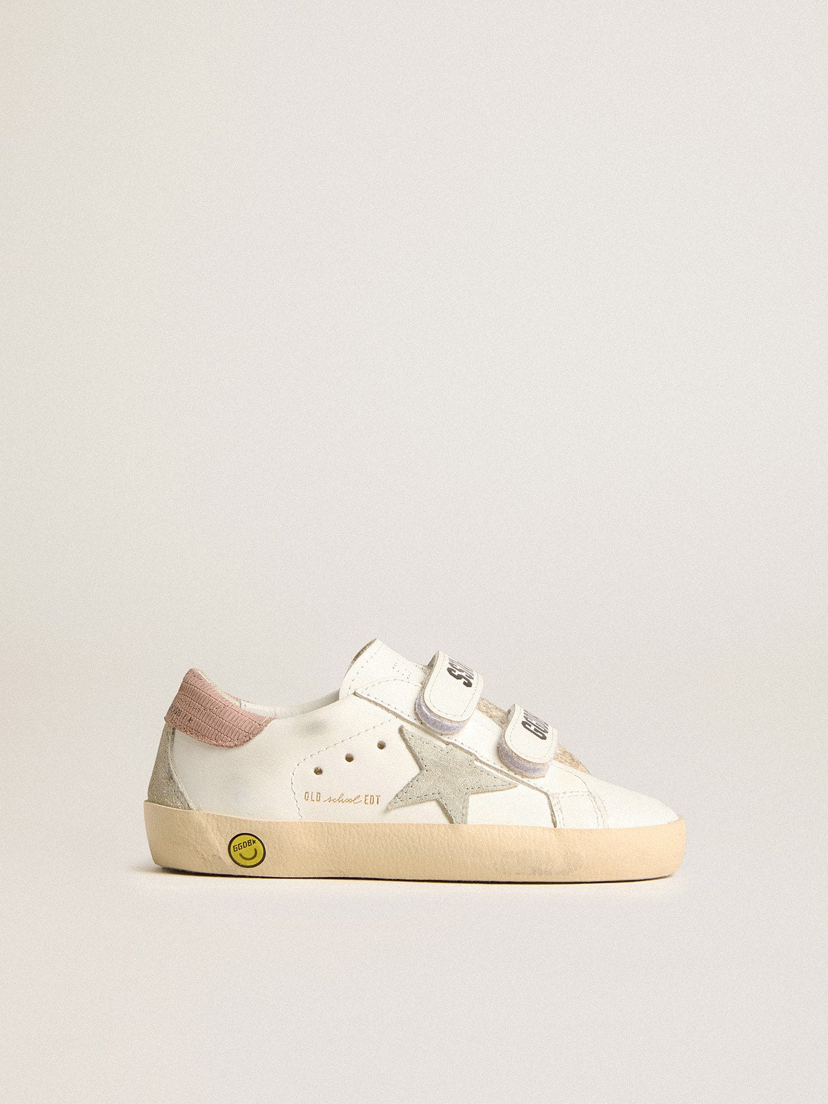 Old School Young in pelle con stella in suede grigia e talloncino rosa antico