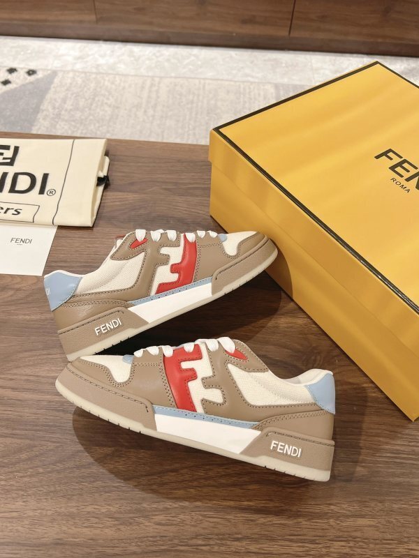 Ecru leather Match sneakers with red leather details