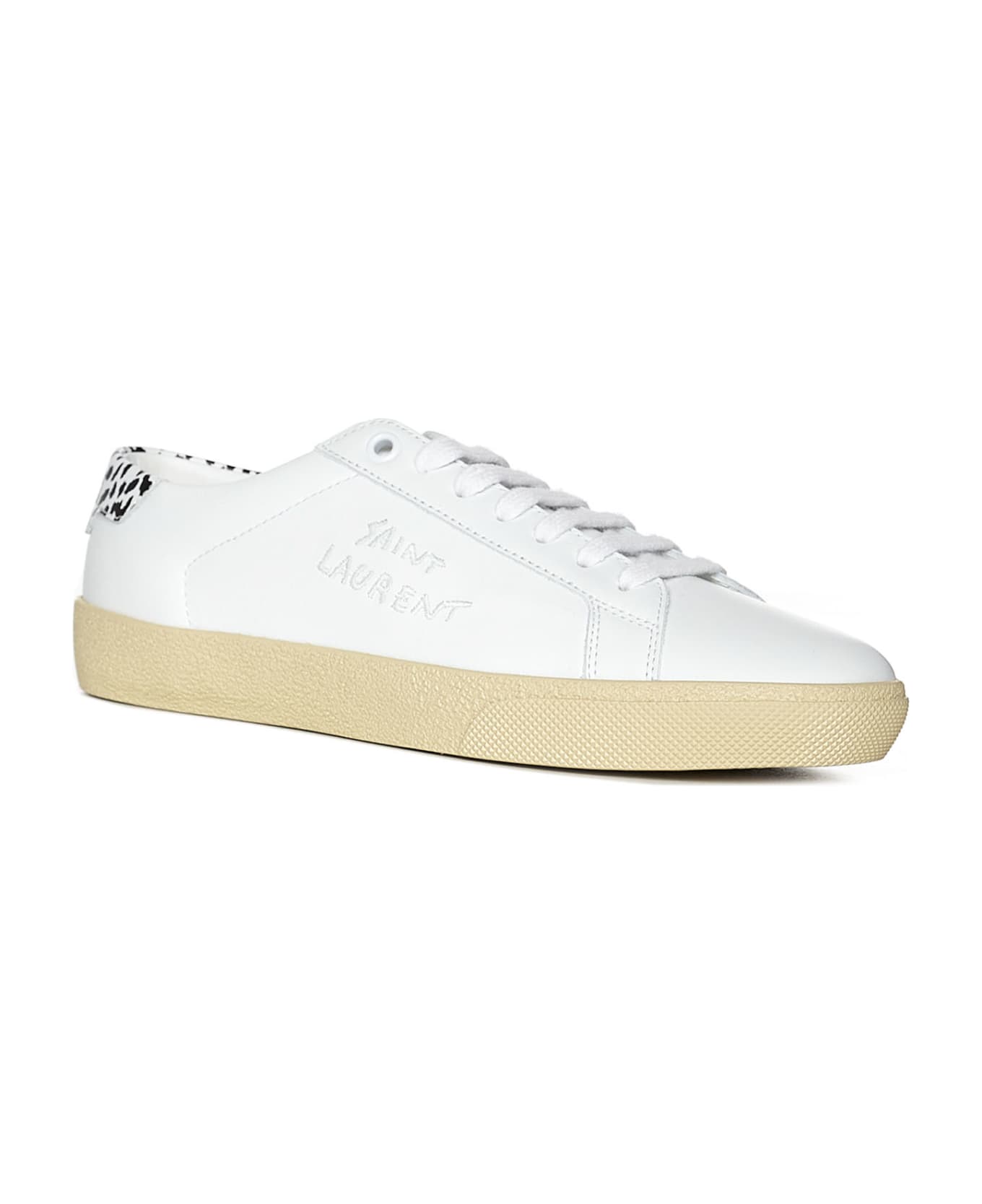 White Court Classic sneakers with leopard heel tab