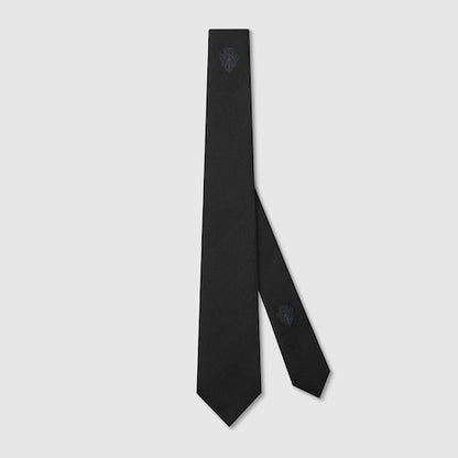 Jacquard-Seidenkrawatte in Schwarz mit GG-Logo