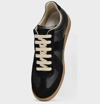 Replica Sneakers in nappa e suède con suola color miele