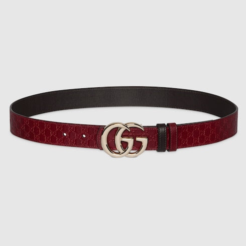 Women's GG Marmont reversible belt in red and black