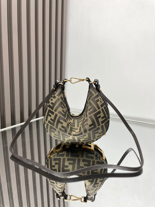 Mini borsa in tessuto jacquard FF marrone