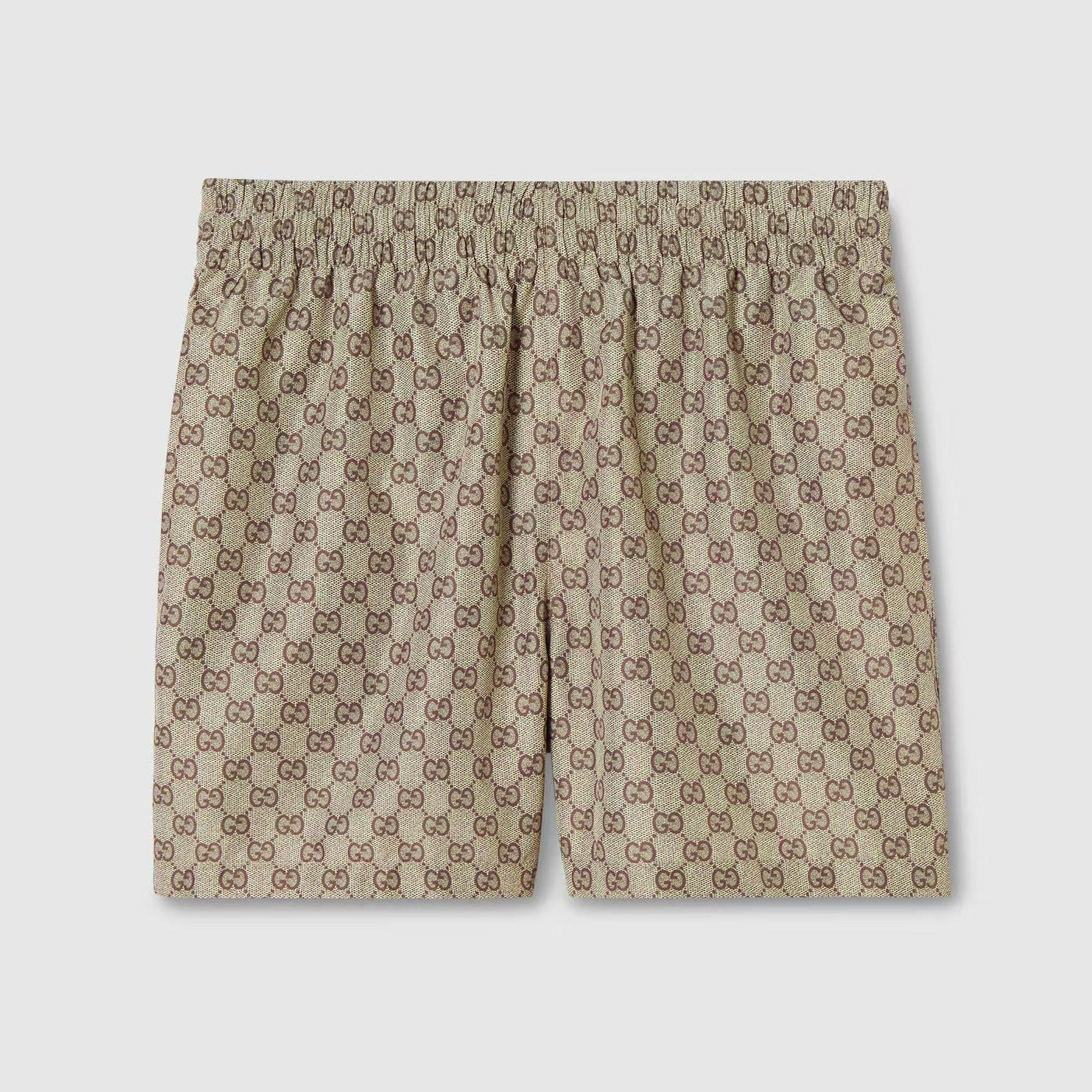Costume da bagno in popeline di poliestere stampato beige e marrone scuro