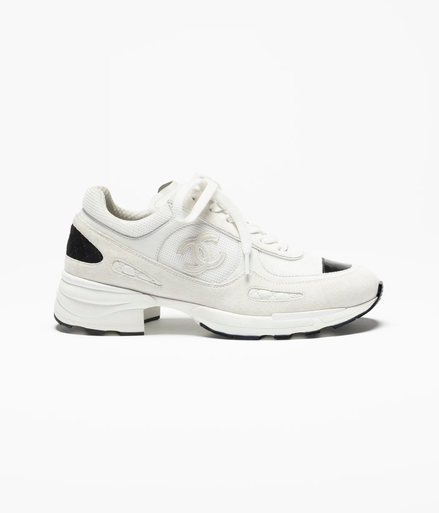 Trainers in Fibre miste e pelle scamosciata bianco/ nero