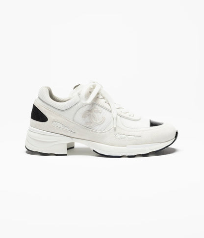 Trainers in Fibre miste e pelle scamosciata bianco/ nero