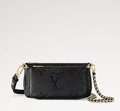 Multi Pochette Accessoires in Pelle Monogram Empreinte Nero