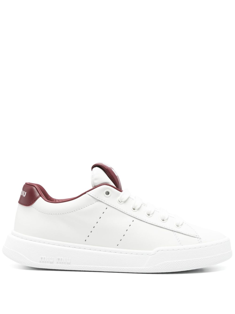 White/burgundy leather sneakers
