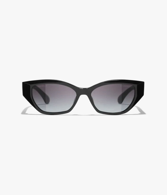 Occhiali da sole Cat Eye in acetato e madreperla nera con lenti grigie