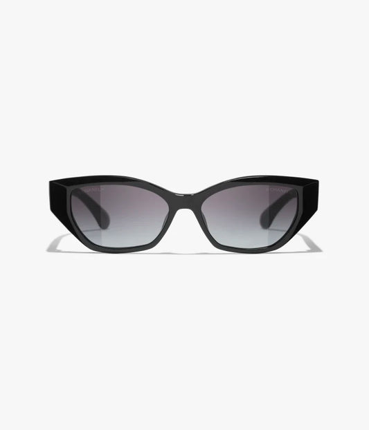Occhiali da sole Cat Eye in acetato e madreperla nera con lenti grigie