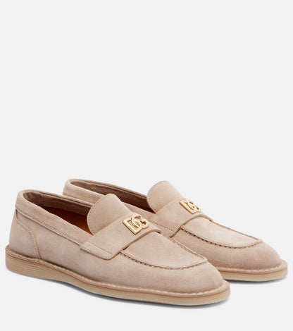 Beige suede DG loafers