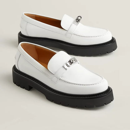 White leather Icon loafers