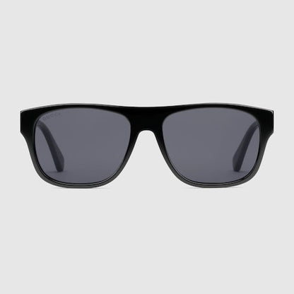 Men's black rectangular acetate sunglasses