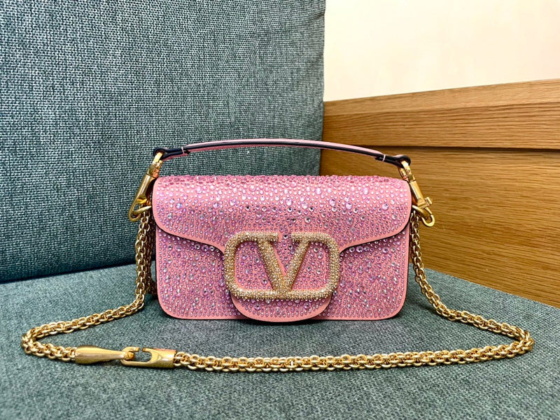 Borsa Valentino Diamond Mini rosa glitterata
