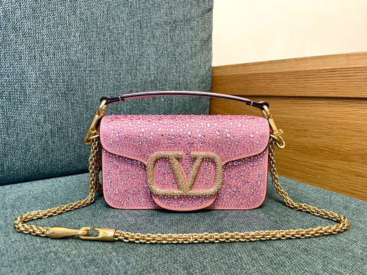 Borsa Valentino Diamond Mini rosa glitterata