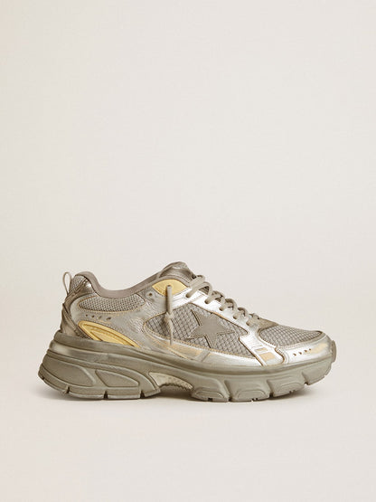 Lightstar in laminated silver leather and mesh with a grey star