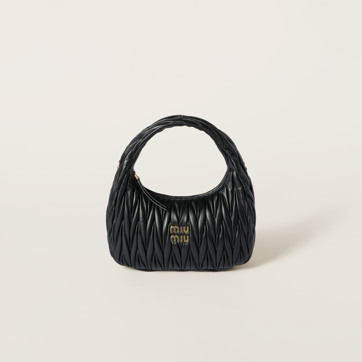 Black matelassé nappa leather Wander hobo bag