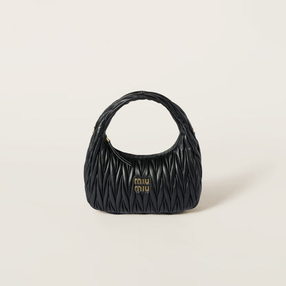 Black matelassé nappa leather Wander hobo bag