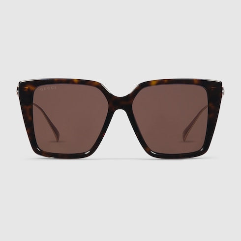 Occhiali da sole quadrati tartarugato marrone