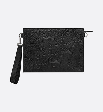 Black Gravity Leather A5 Triangular Clutch Bag