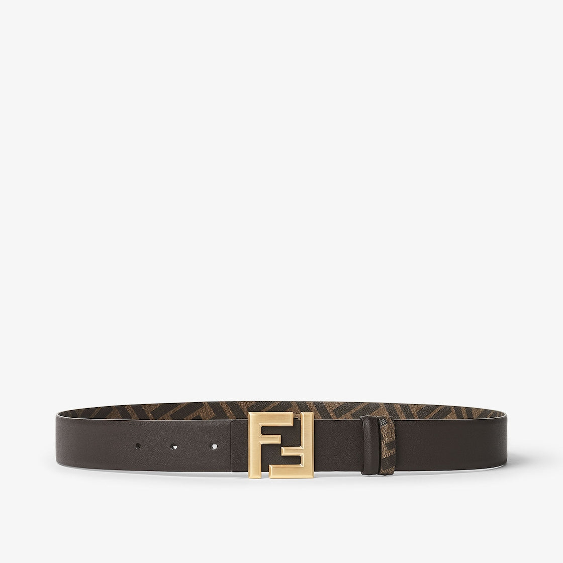 Cintura reversibile in pelle e Tela FF marrone uomo