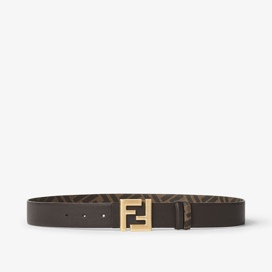 Brauner FF-Wendegürtel für Herren aus Leder und Canvas