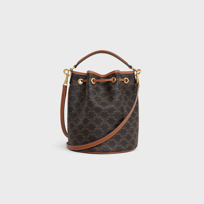 BORSA CLARA IN TELA TRIOMPHE E PELLE DI VITELLO CUOIO